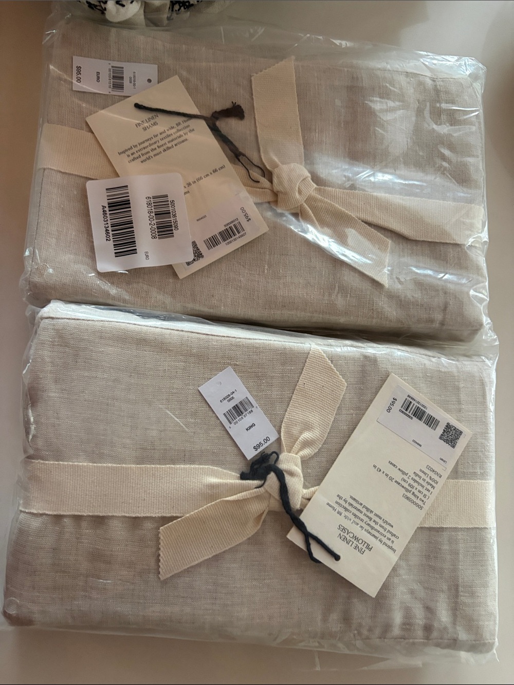 Cream Linen Cotton & Black Embroidered Duvet Cover Set, Banana Republic Cal King - Picture 5 of 7